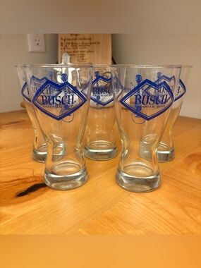 Vintage Busch Bavarian Beer Glasses • set of 5